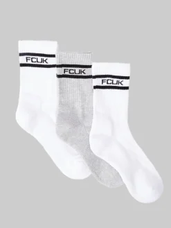 3 Pack FCUK Sports Stripe Socks