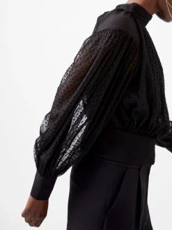 Alice Dobby Chiffon Mix Long Sleeve Top