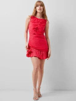 Althea Satin Ruched Mini Dress