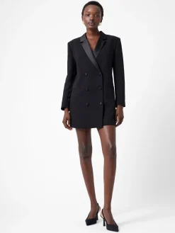 Azra Carey Satin Collar Mini Blazer Dress