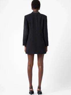 Azra Carey Satin Collar Mini Blazer Dress
