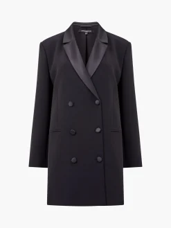 Azra Carey Satin Collar Mini Blazer Dress