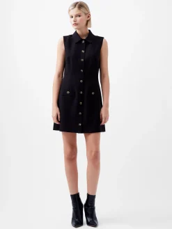 Azra Twill Sleeveless Button Mini Dress
