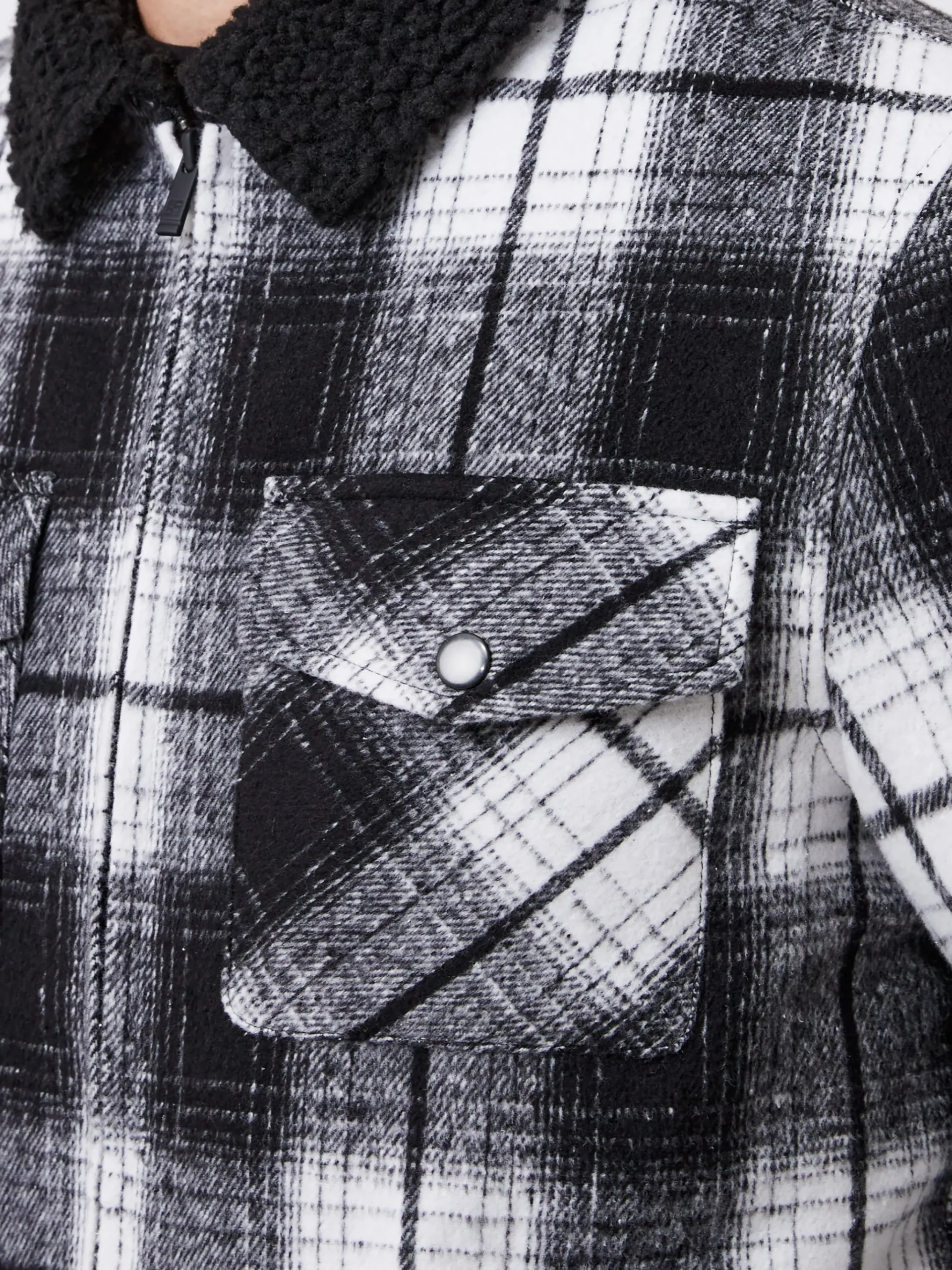Borg Collar Checked Jacket