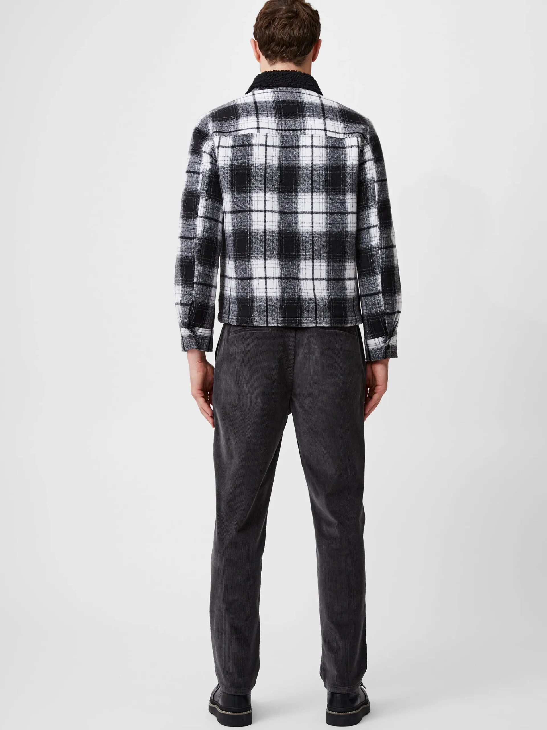 Borg Collar Checked Jacket