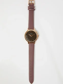 Brown Leather Strap Watch with Brown Dial