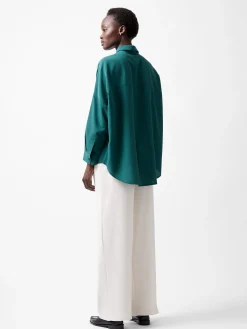 Caprina Recycled Crepe Long Sleeve Button Shirt