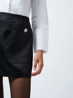 Carey Satin Embellished Pocket Mini Skirt