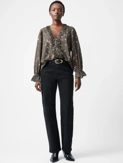 Carina Recycled Abeny Crepe Ruffle Top