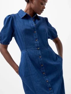 Chambray Button Through Denim Shirt Dress