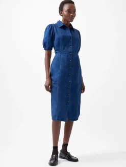 Chambray Button Through Denim Shirt Dress