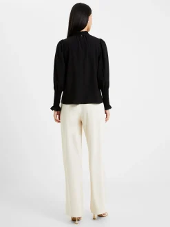 Crepe Light High Neck Long Sleeve Top
