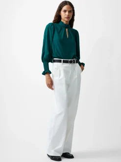 Crepe Light High Neck Long Sleeve Top
