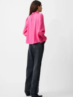 Crepe Light High Neck Long Sleeve Top