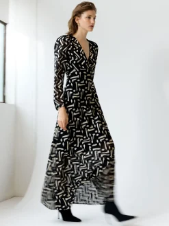 Diandra Satin Devore Maxi Dress