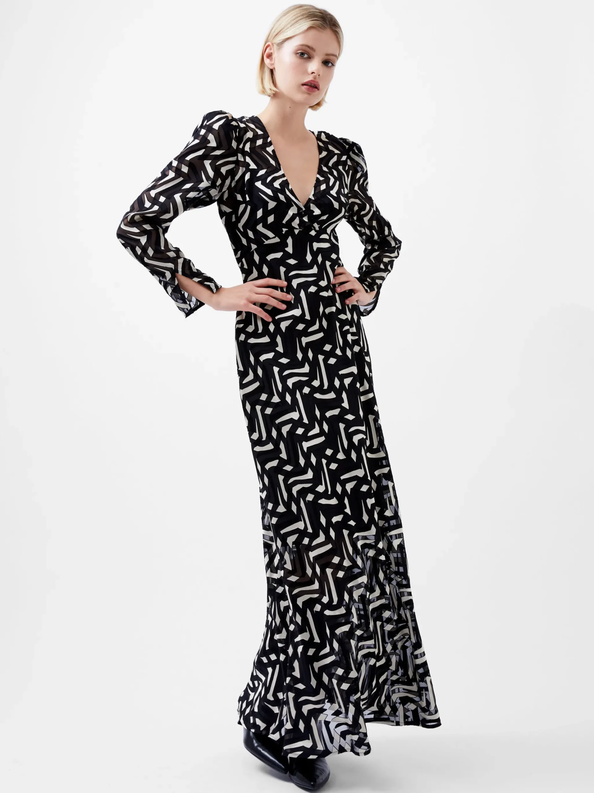 Diandra Satin Devore Maxi Dress