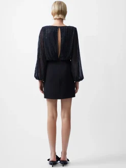 Effy Sequin Slash Neck Long Sleeve Dress