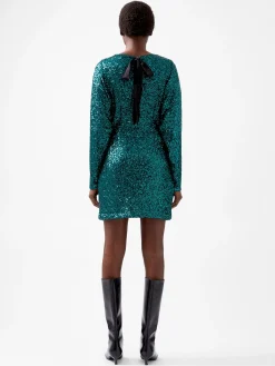 Elena Sequin Bow Back Mini Dress