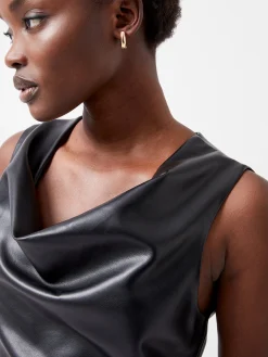 Elettra PU Cowl Neck Sleeveless Top