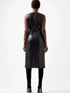 Elettra Recycled PU Cowl Neck Sleeveless Midi Dress
