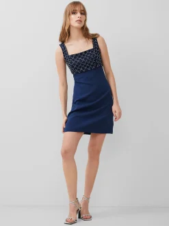 Embroidered Darcy Crepe Mini Dress