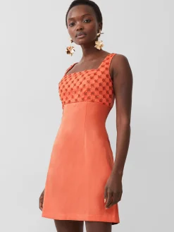 Embroidered Darcy Crepe Mini Dress