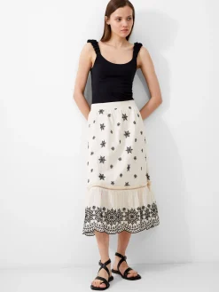 Embroidered Felicity Midi Skirt