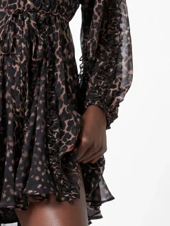 Emina Chiffon Leopard Print Long Sleeve Mini Dress