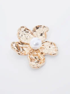 Faux Pearl Detail Flower Brooch