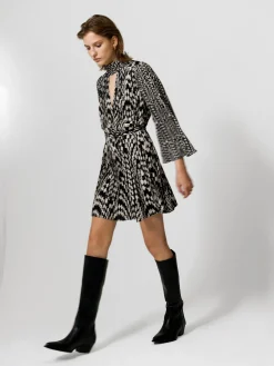 Fern Arie Pleated Ella Crepe Mini Dress