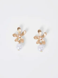 Flower Faux Pearl Drop Earrings