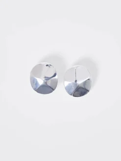 Hammered Circular Disc Stud Earrings