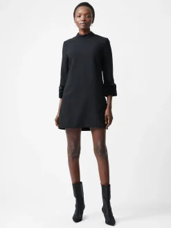 Luxe Faux Fur Three Quarter Sleeve Cuffs Mini Dress