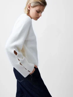 Melissa Boucle Button Detail Sleeve Jumper