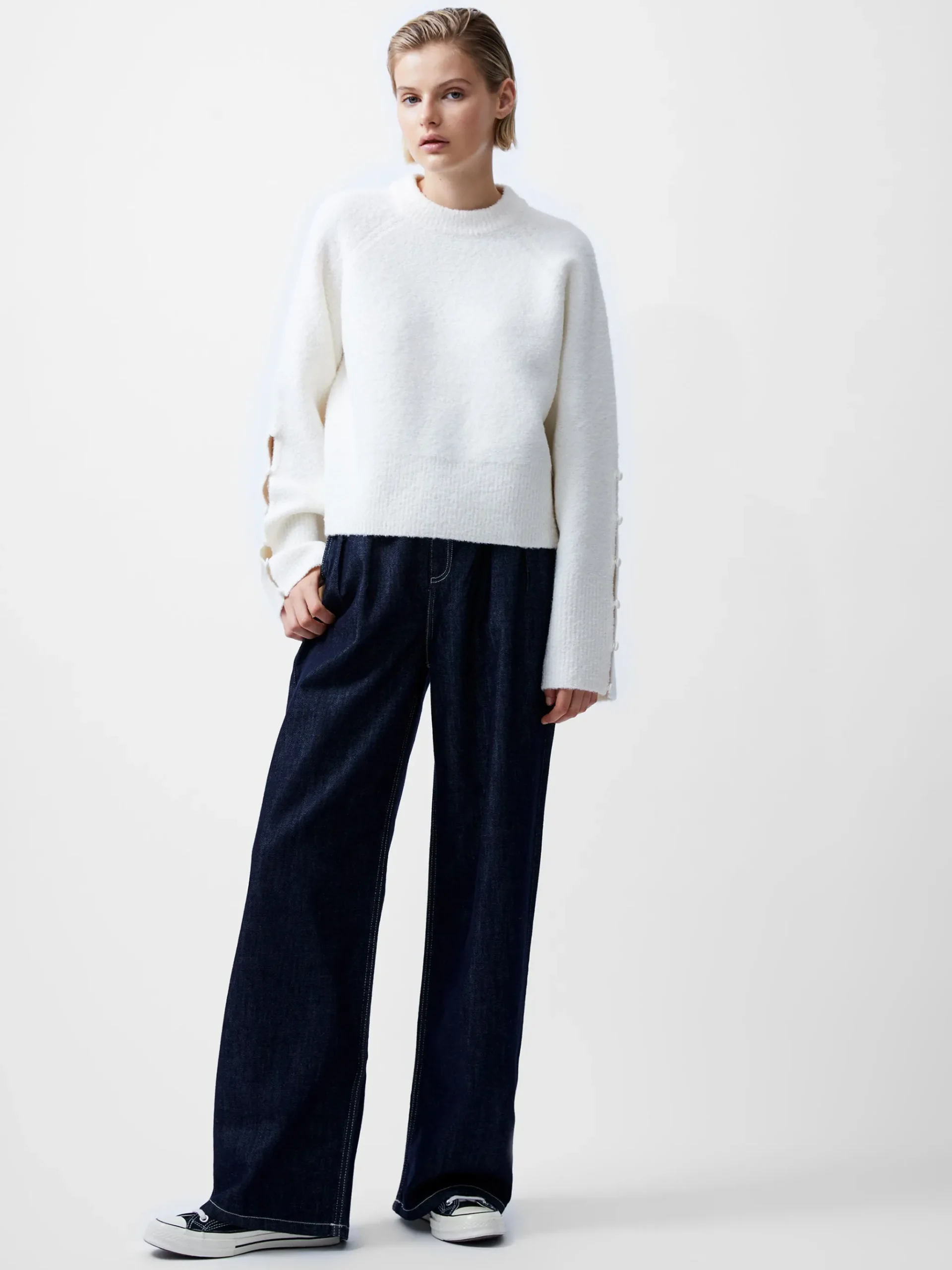 Melissa Boucle Button Detail Sleeve Jumper