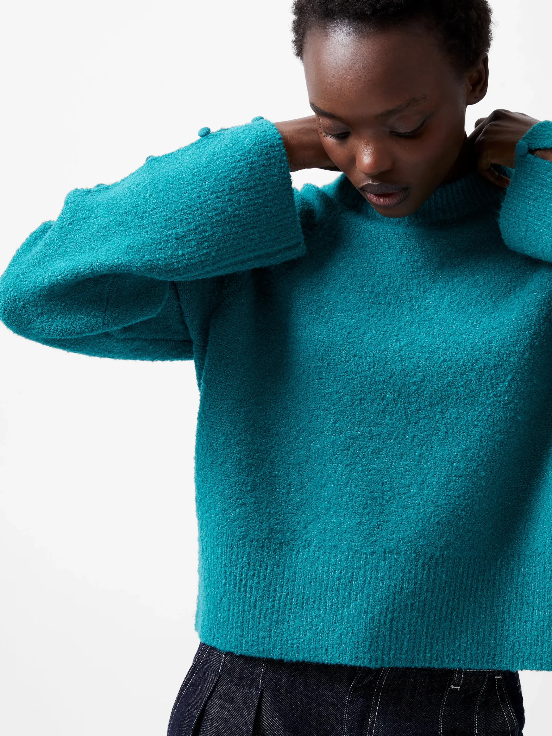 Melissa Boucle Button Detail Sleeve Jumper