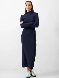 Rassia Long Sleeve Mock Dress Midi Dress