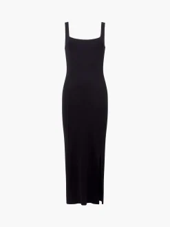 Rassia Rib Contrast Square Neck Midi Dress