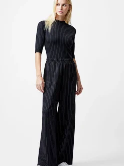 Regina Jersey Pinstripe Wide Leg Trousers