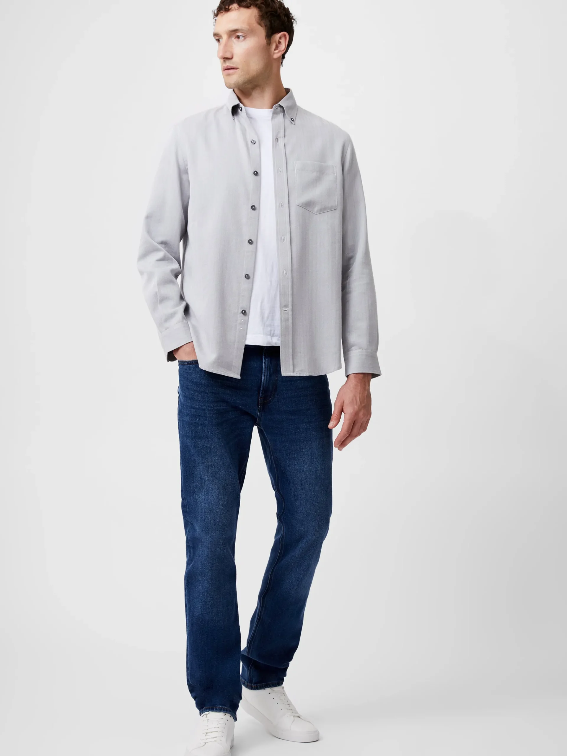 Regular Fit Herringbone Button Down Shirt