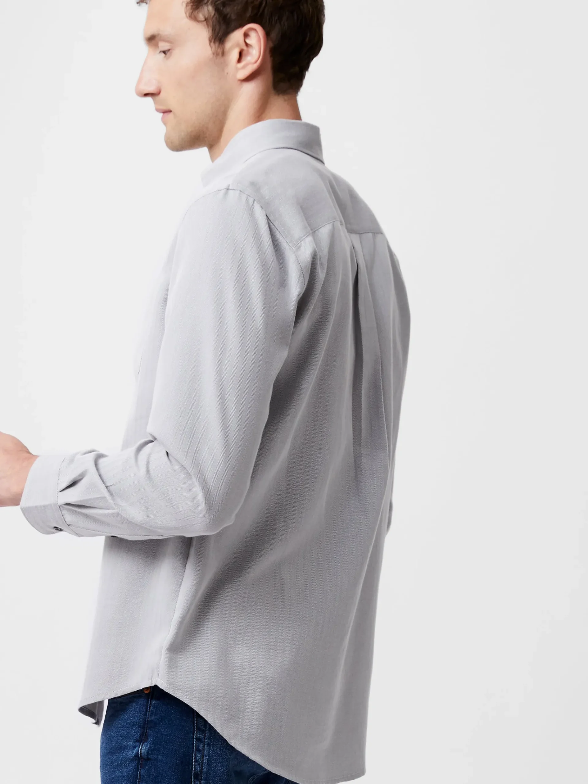 Regular Fit Herringbone Button Down Shirt