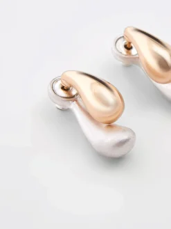 Small Double Two-Tone Teardrop Earrings