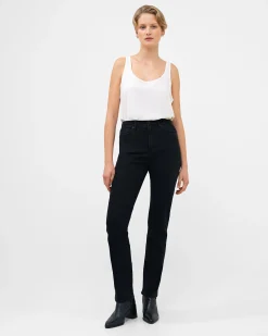 Stretch Denim Cigarette Fit High Waisted Jeans 34 Inch