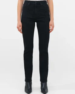 Stretch Denim Cigarette Fit High Waisted Jeans 34 Inch