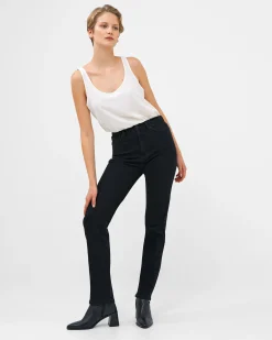 Stretch Denim Cigarette Fit High Waisted Jeans 34 Inch