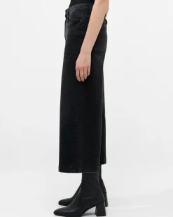 Stretch Denim Wide Leg Culottes 25 Inch