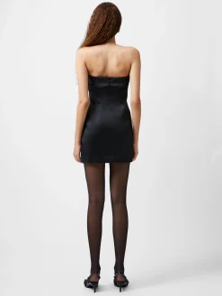 Structured Satin Bandeau Mini Dress