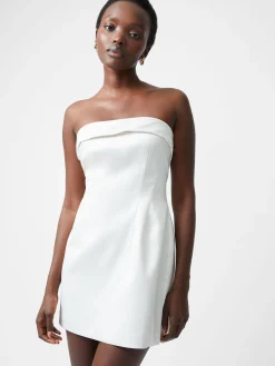 Structured Satin Bandeau Mini Dress