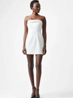 Structured Satin Bandeau Mini Dress