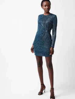 Tamy Lurex Long Sleeve Fitted Mini Dress